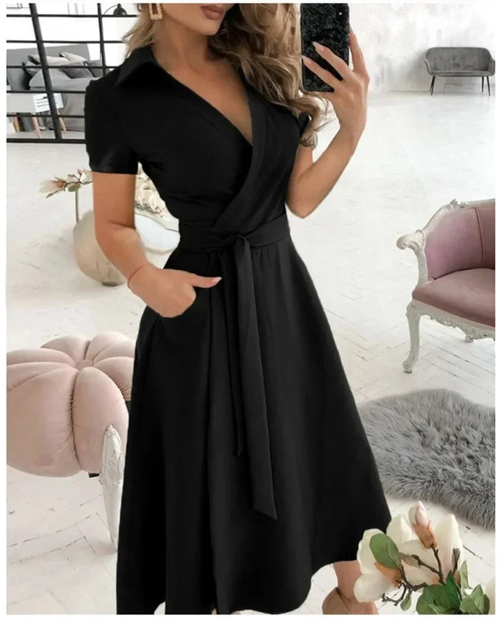 Alternative styling of the tie waist midi dress for casual daytime wear