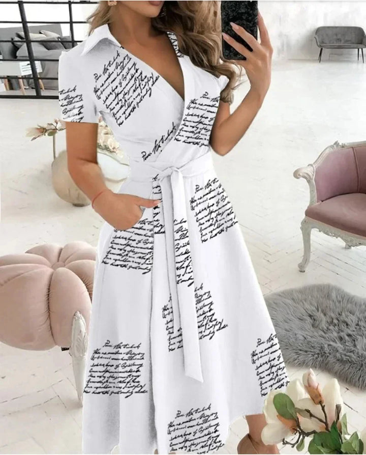 Back view of the Women's Tie Waist A-Line Midi Dress highlighting the structured fit