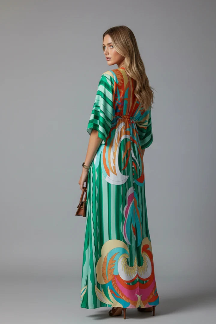 Bohemian Resort Maxi Dress For Women featuring button-front detail and relaxed silhouette