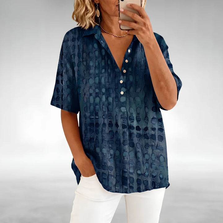 Full-length view showing how the Relaxed Comfort Top drapes over the body