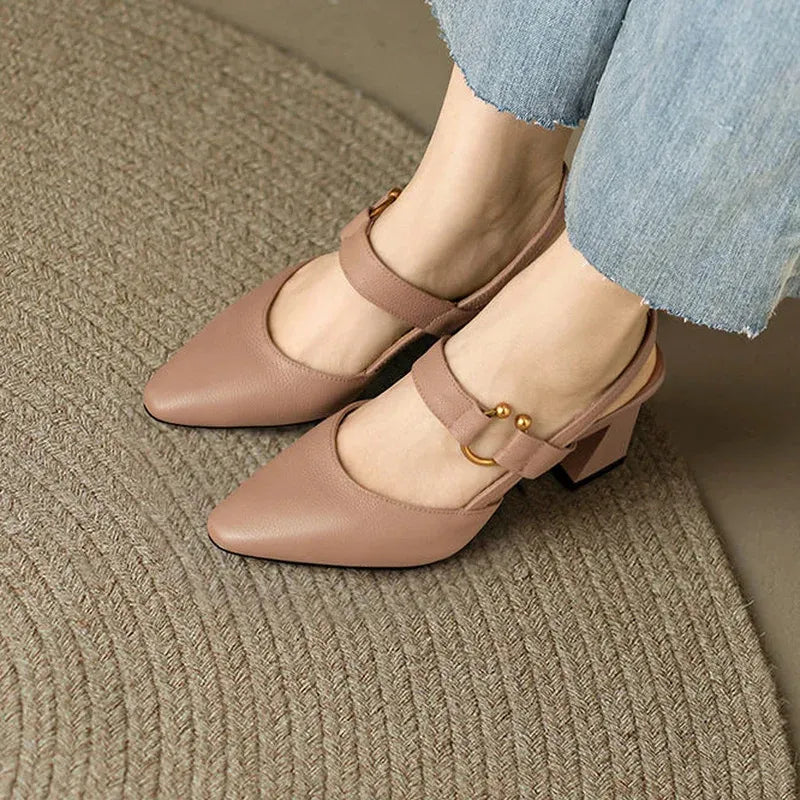 Black heels elegant ankle strap heels with gold hardware and smooth finish