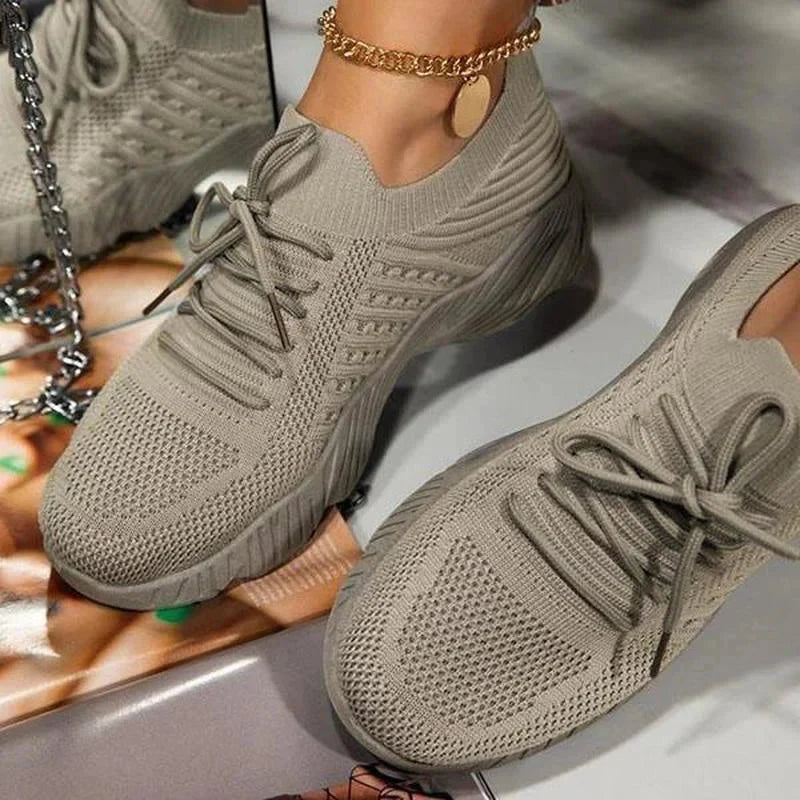 Full view of women's orthopedic lightweight walking sneakers with flexible sole and breathable mesh upper for all-day support