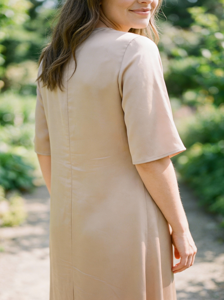Belina | Beige Jersey Midi Dress