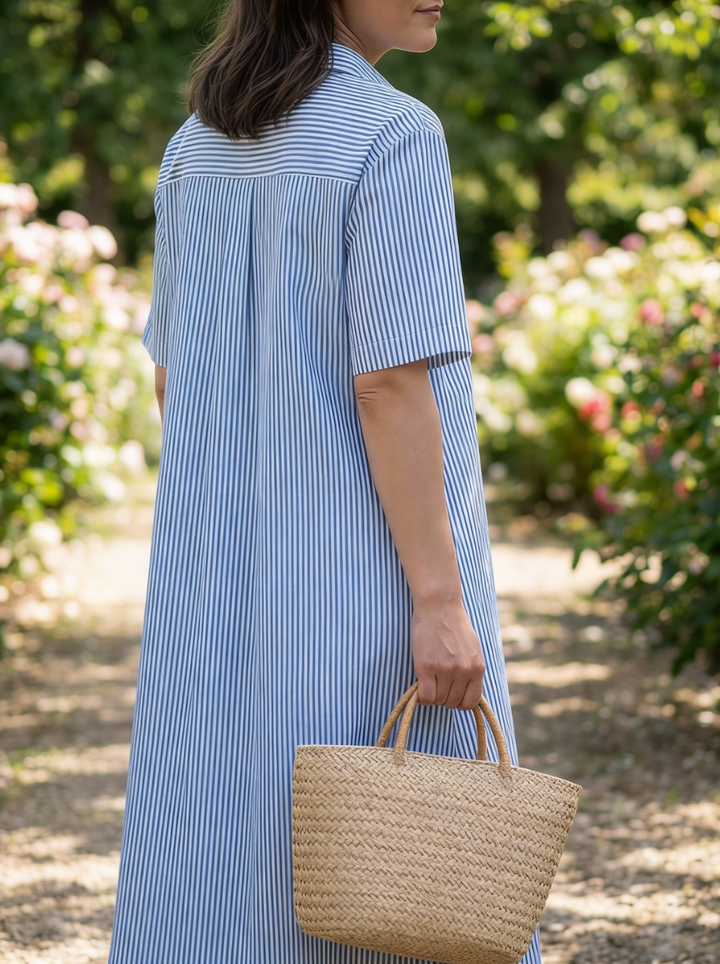 Selora | Striped Shirt Midi Dress